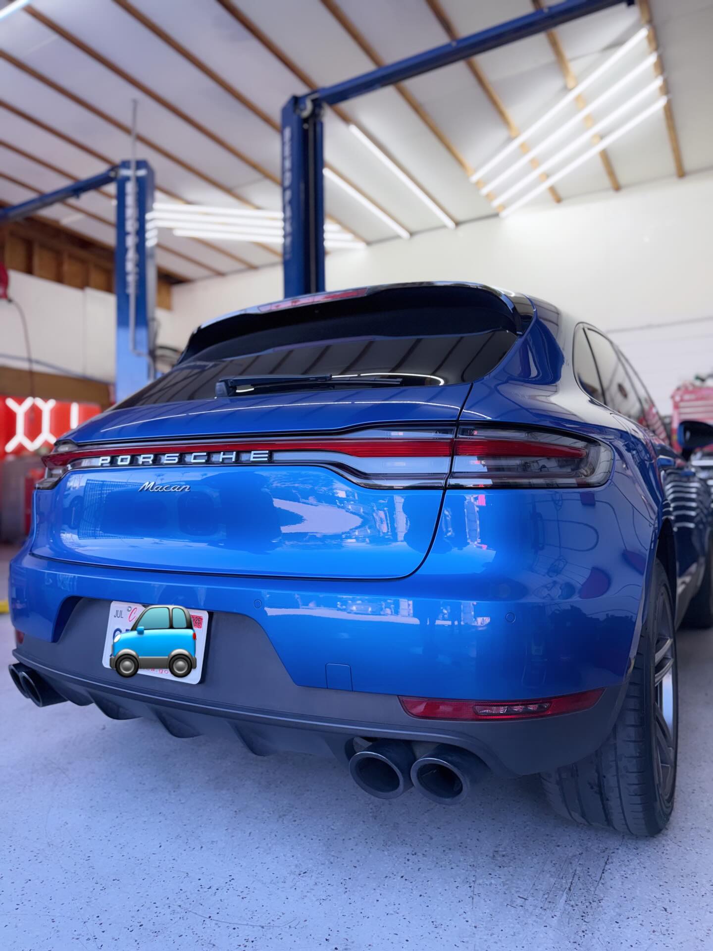 Blue Porsche Macan in for service! ???